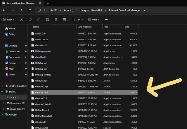 Select the `idmmzcc3.xpi` file