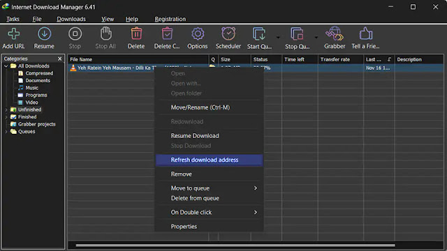 Refresh download address in internet download manager