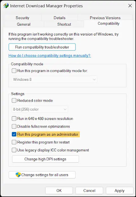 run internet download manager as an administrator